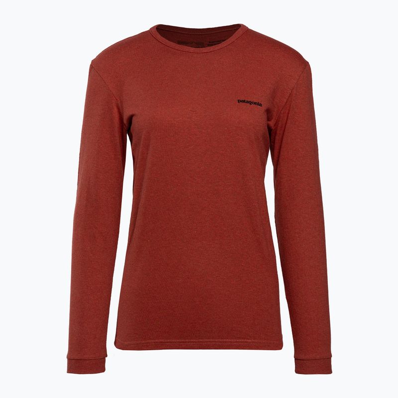 Maniche lunghe da trekking da donna Patagonia P-6 Logo Responsabili-Tee rosso bardiglio