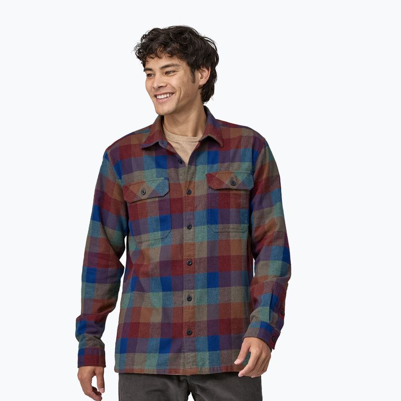 Camicia da uomo Patagonia in cotone organico MW Fjord Flannel guide/blu superiore
