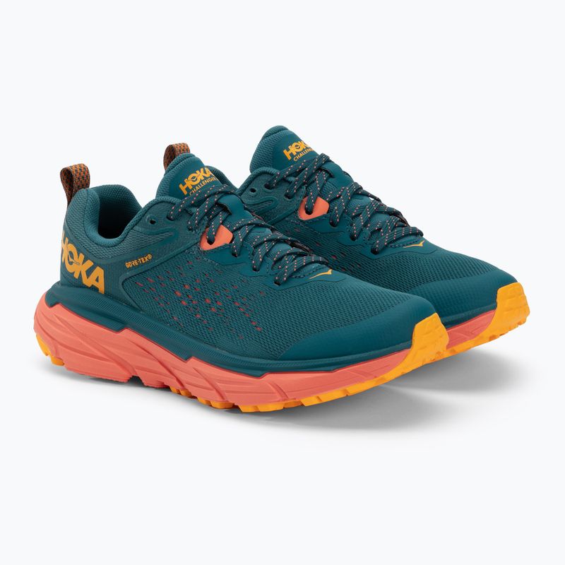 Scarpe da corsa da donna HOKA Challenger ATR 6 GTX blu/corallo camelia 4