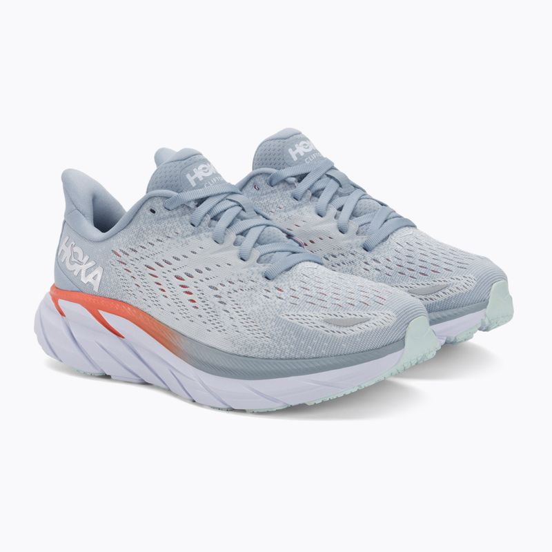 Scarpe da corsa da donna HOKA Clifton 8 Wide blu nebbia/plein air 4