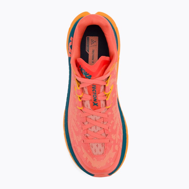 Scarpe da corsa da donna HOKA Tecton X camelia/blu coral 6