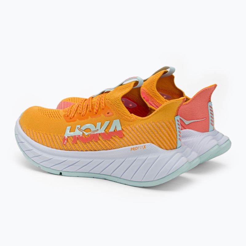 Scarpe da corsa da uomo HOKA Carbon X 3 giallo radiante/camelia 4