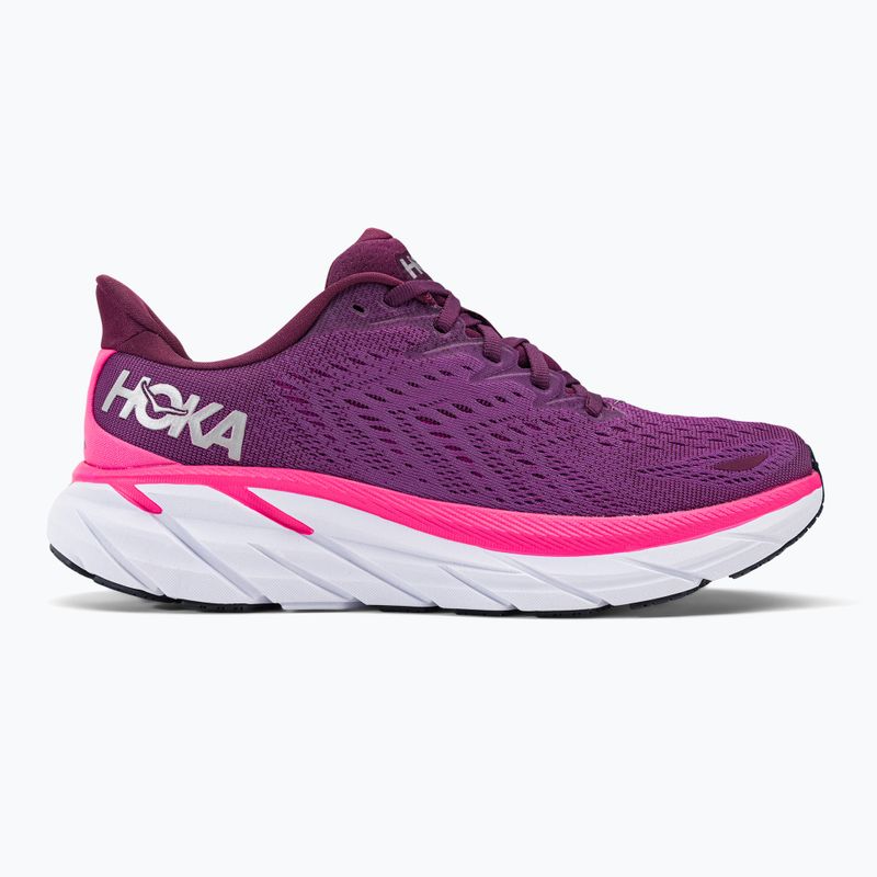 Scarpe da corsa da donna HOKA Clifton 8 vino d'uva/beautyberry 2