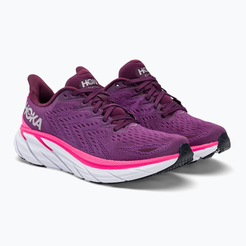 Scarpe da corsa da donna HOKA Clifton 8 vino d'uva/beautyberry 4