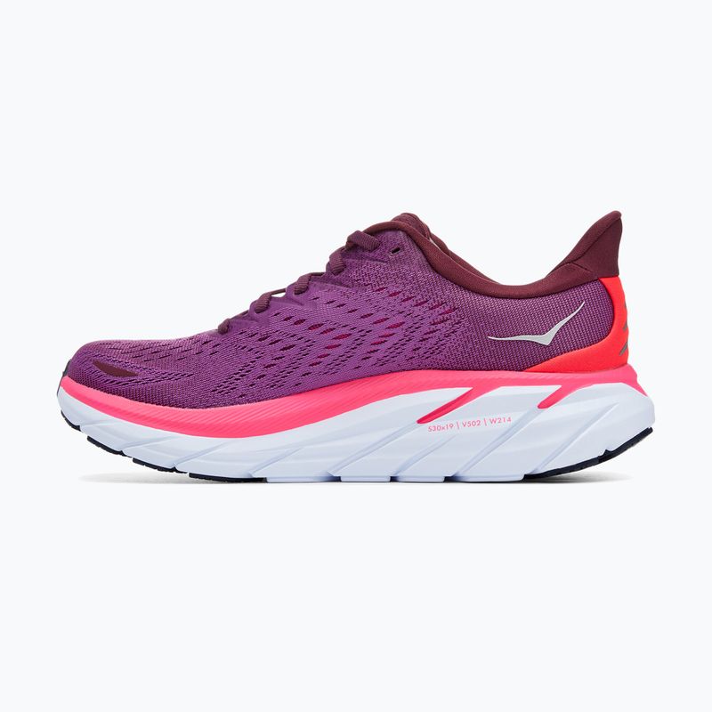 Scarpe da corsa da donna HOKA Clifton 8 vino d'uva/beautyberry 11