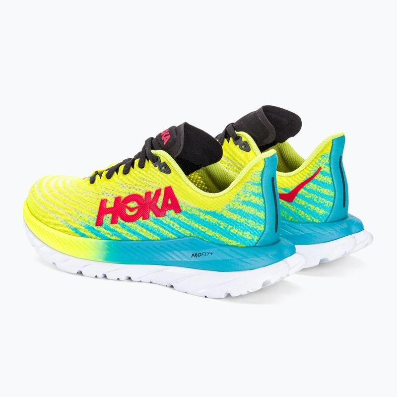 Scarpe da corsa da donna HOKA Mach 5 sera primula/blu scuba 3