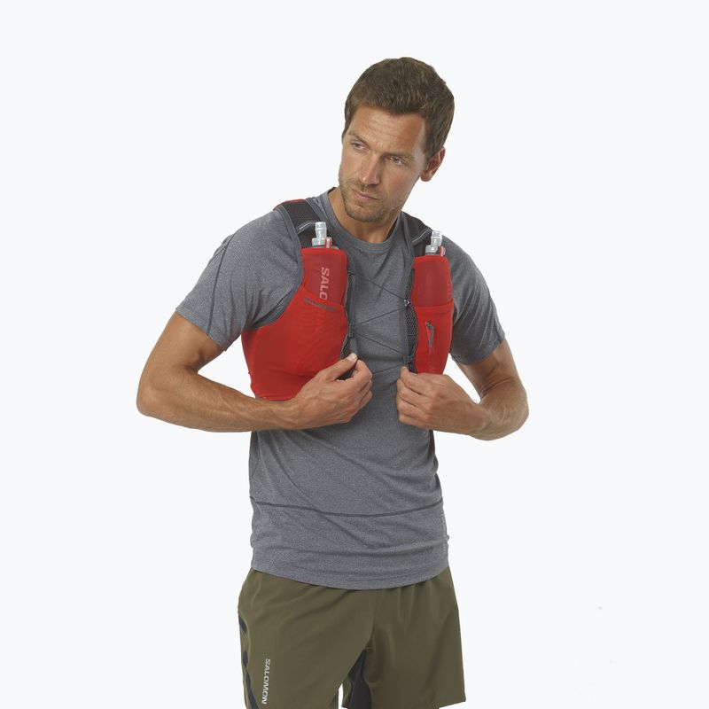 Salomon Active Skin 4 set gilet da corsa rosso fuoco/ebano 4