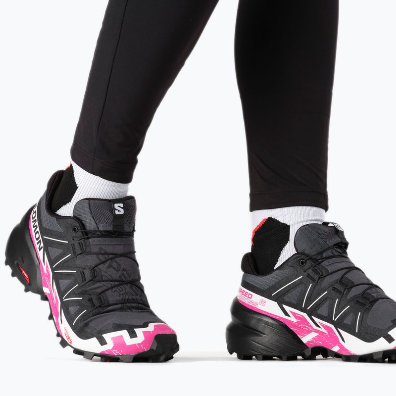 Salomon Speedcross 6 scarpe da corsa da donna ebano/bianco/molto berry 3