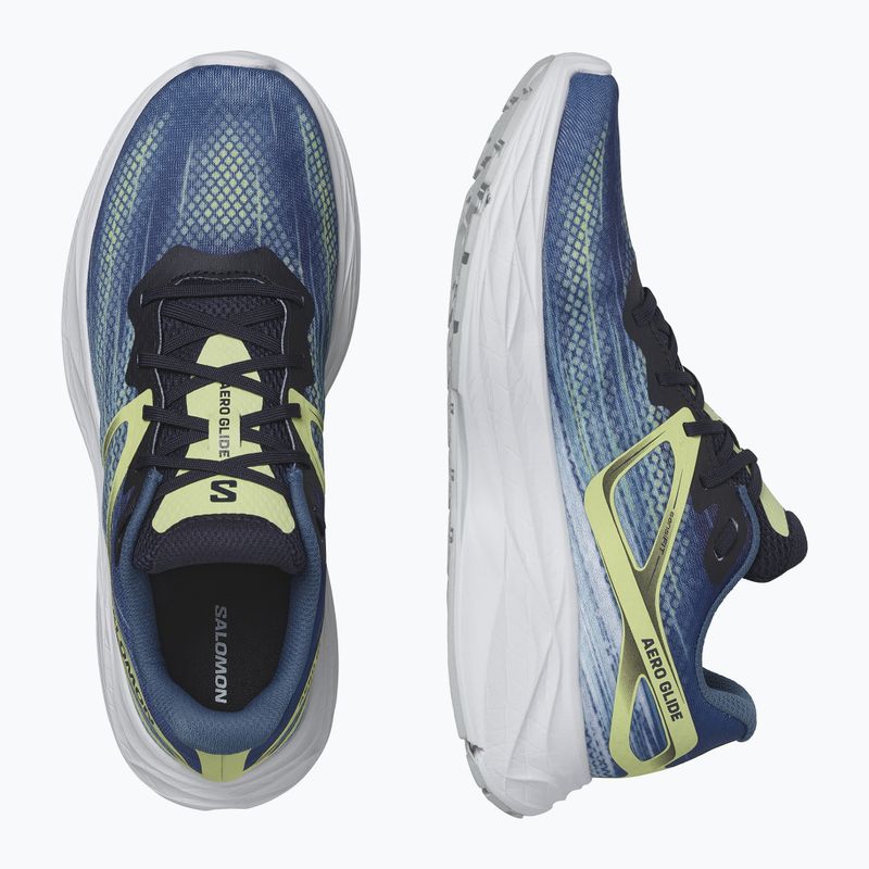 Scarpe da corsa da uomo Salomon Aero Glide blue ashes/dark sapphire/sunny lime 16