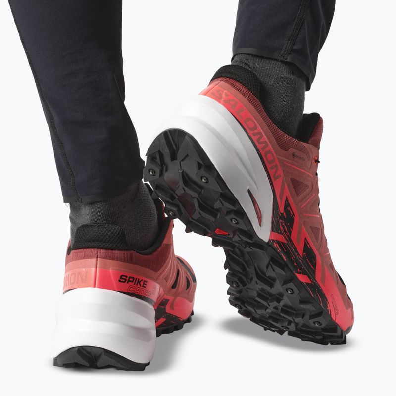 Scarpe da corsa uomo Salomon Spikecross 6 GTX pelle di bovino/nero/fuoco neon 14