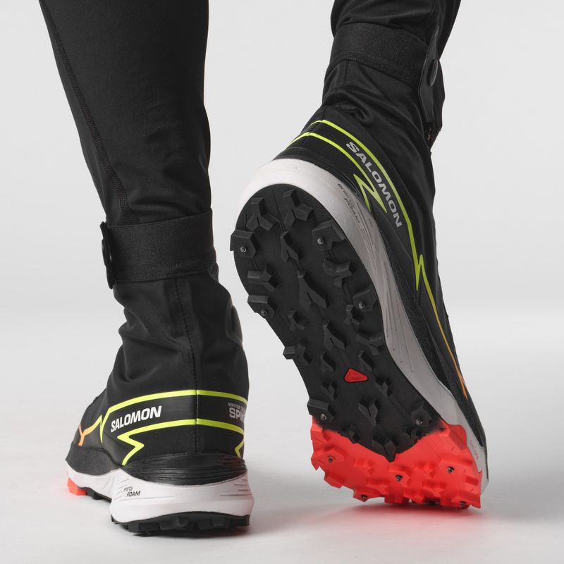 Scarpe da corsa Salomon da uomo Winter Cross Spike nero/fuoco corallo/giallo sicurezza 16
