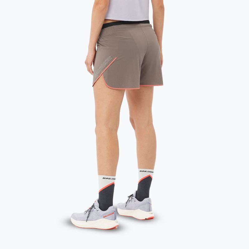 Pantaloncini da corsa Salomon Sense Aero 5" da donna in ferro/fiamma di neon 2