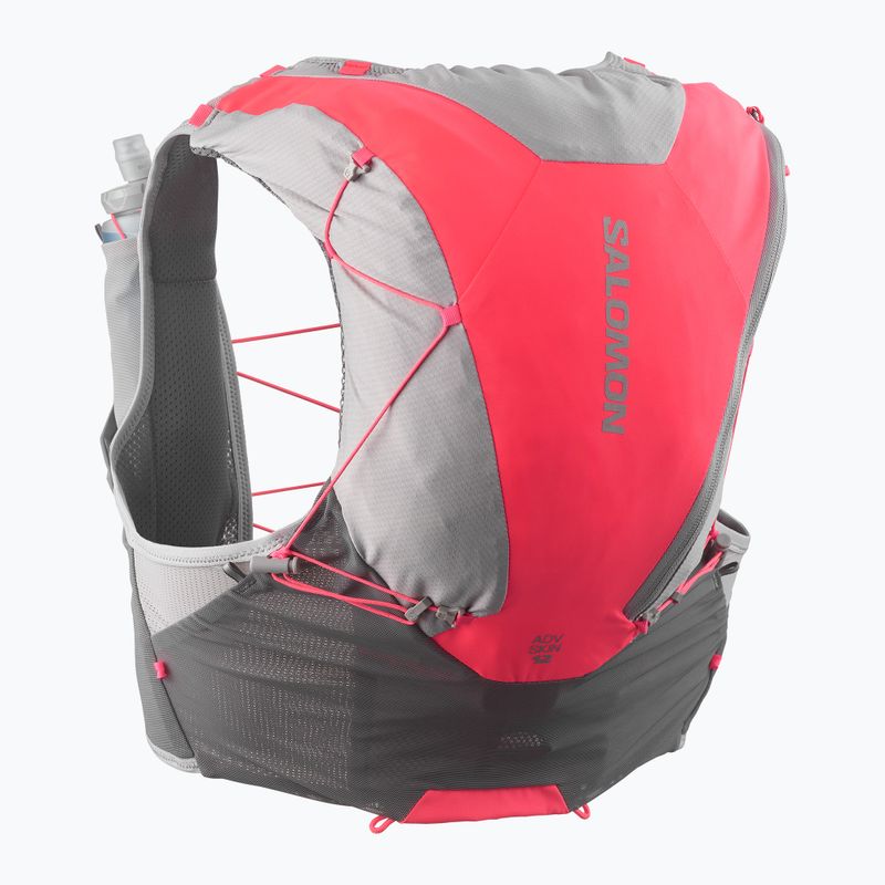 Salomon Advance Skin 12 gilet da corsa castelrock/alloy/fiamma di neon 2