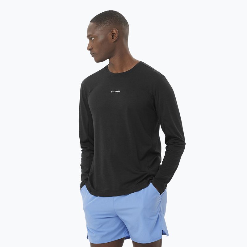 Salomon SHAKEout Core Uomo, manica lunga da corsa, nero profondo