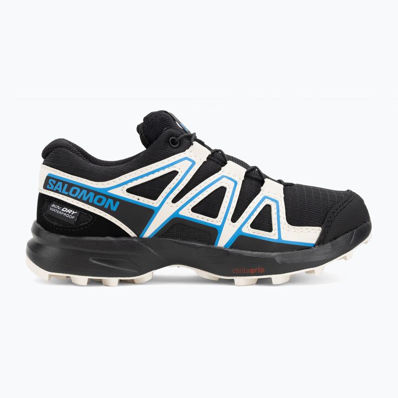 Scarpe da corsa per bambini Salomon Speedcross Waterproof nero/vaniglia ghiaccio/blu francese 2