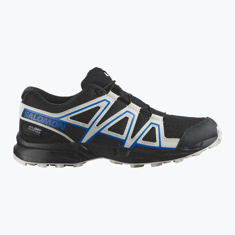 Scarpe da corsa per bambini Salomon Speedcross Waterproof nero/vaniglia ghiaccio/blu francese 8