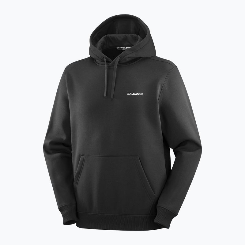 Felpa da uomo Salomon Chest Logo Hoodie deep black 3