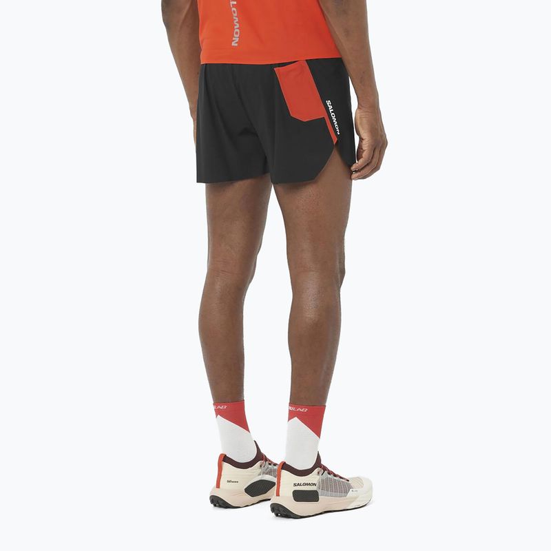 Pantaloncini da corsa Salomon S/Lab Speed Spl 3" uomo nero profondo / rosso fuoco 2