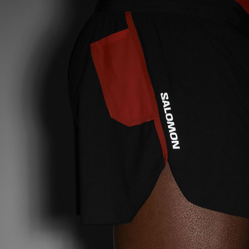 Pantaloncini da corsa Salomon S/Lab Speed Spl 3" uomo nero profondo / rosso fuoco 5