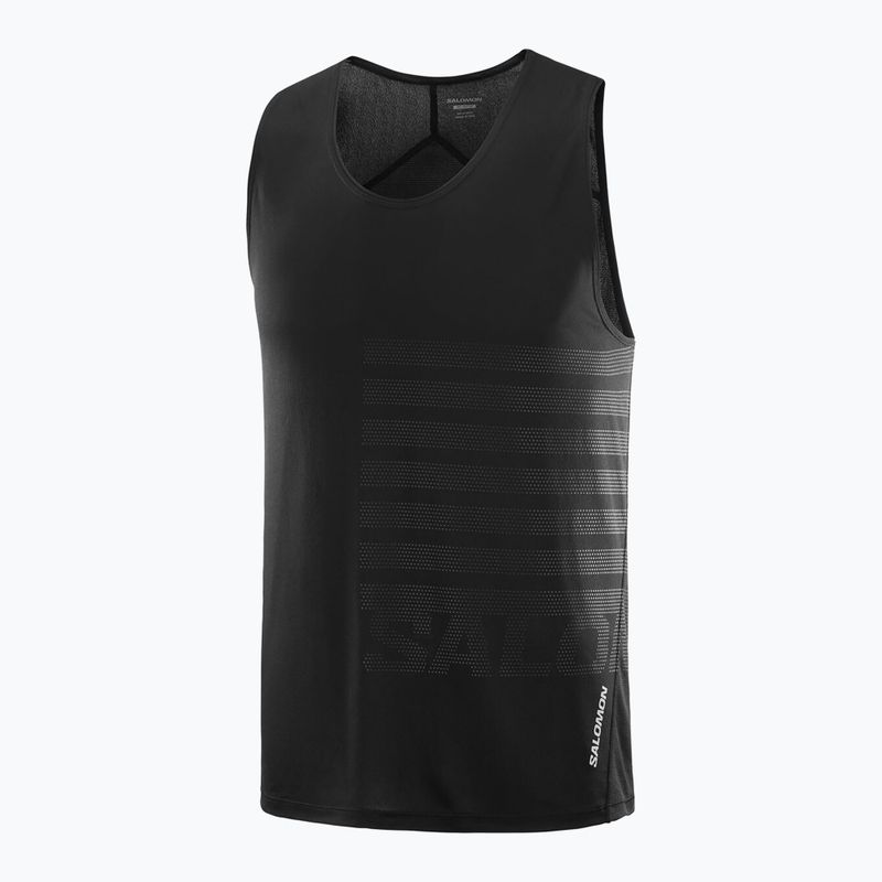 Canotta da corsa da uomo Salomon Sense Aero Singlet GFX nero profondo 4