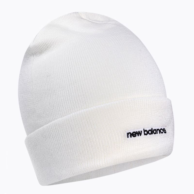 Berretto invernale da donna New Balance Knit Cuffed Beanie Ricamo bianco