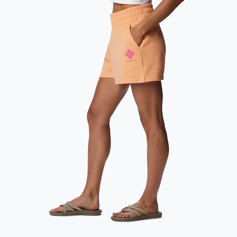 Pantaloncini da trekking Columbia Logo III French Terry donna pesca/ geranio selvatico 3