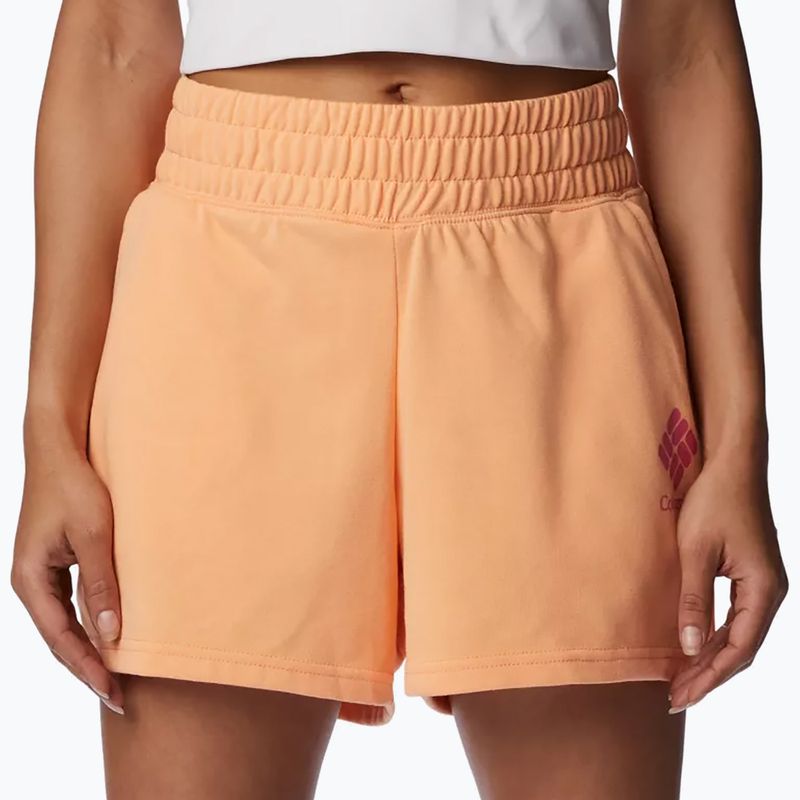 Pantaloncini da trekking Columbia Logo III French Terry donna pesca/ geranio selvatico 4
