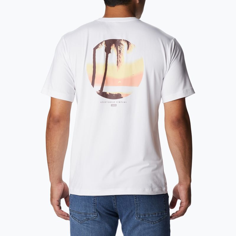 Camicia da trekking da uomo Columbia Tech Trail Graphic bianco/palma grafica tonale 2