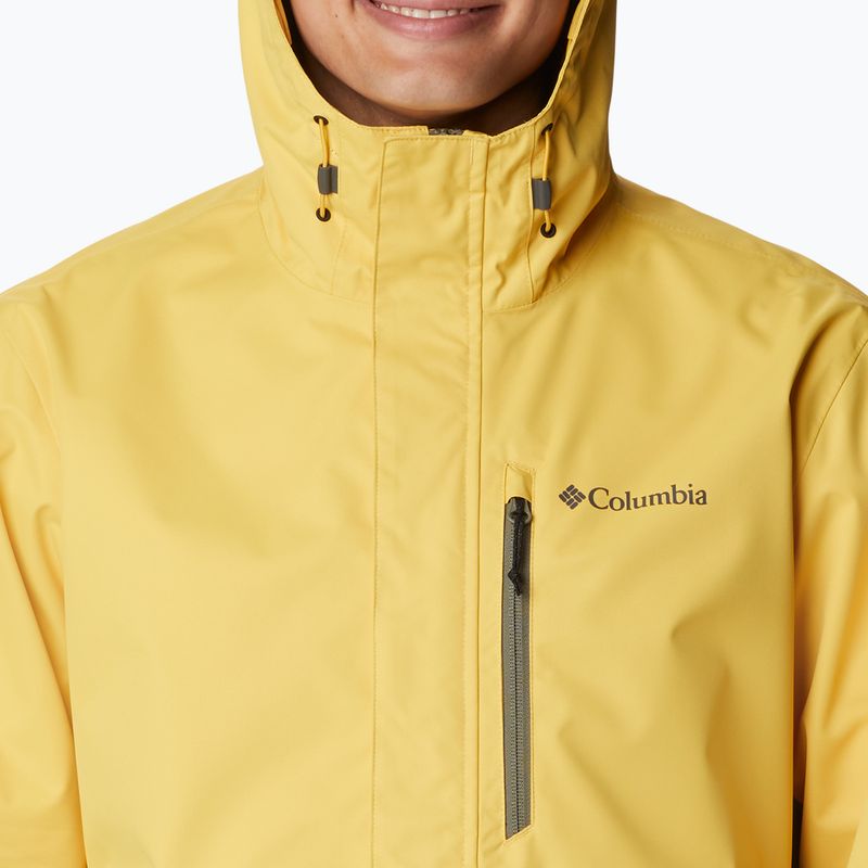 Giacca da pioggia Columbia Hikebound verde pietra e pepita d'oro per uomo 5