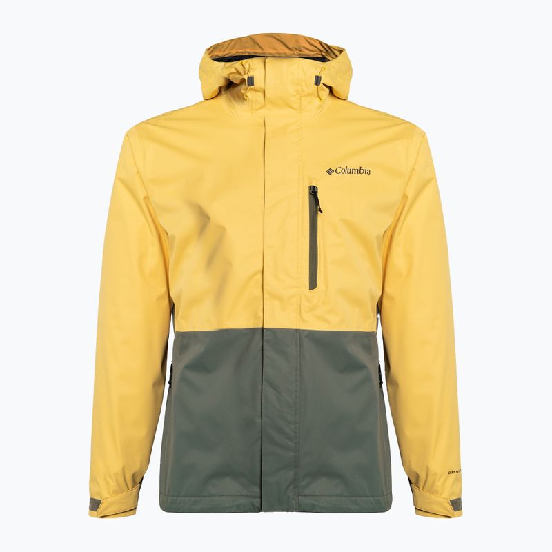 Giacca da pioggia Columbia Hikebound verde pietra e pepita d'oro per uomo 6