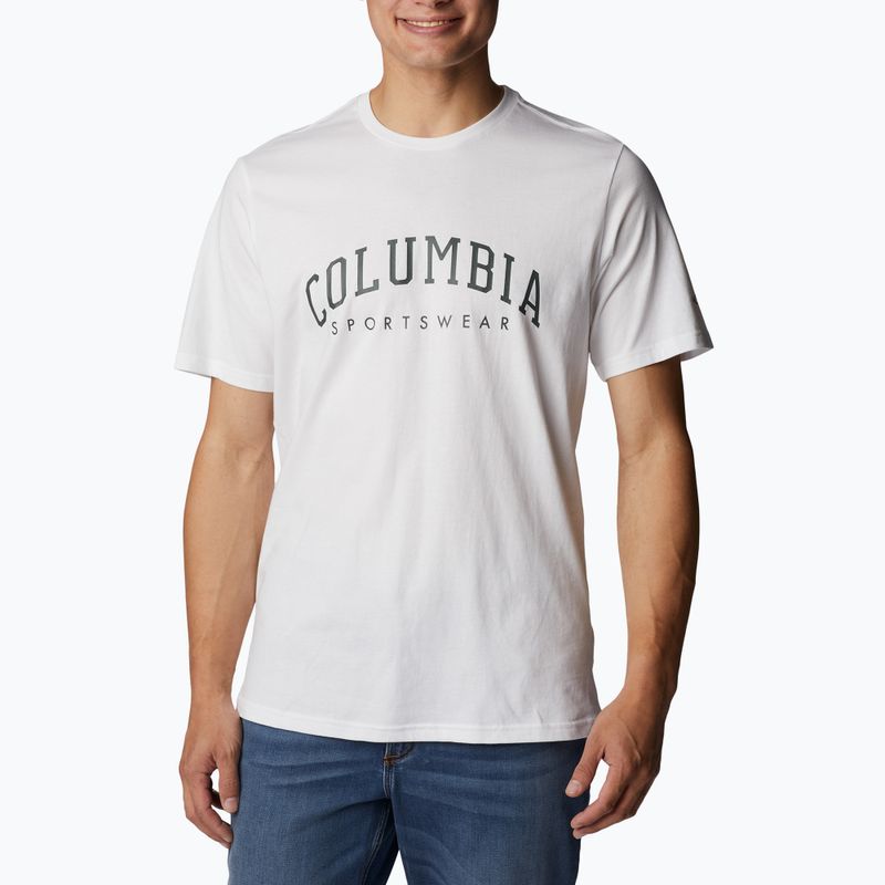 Camicia da trekking da uomo Columbia Rockaway River Graphic bianco/csc varsity arch graphic