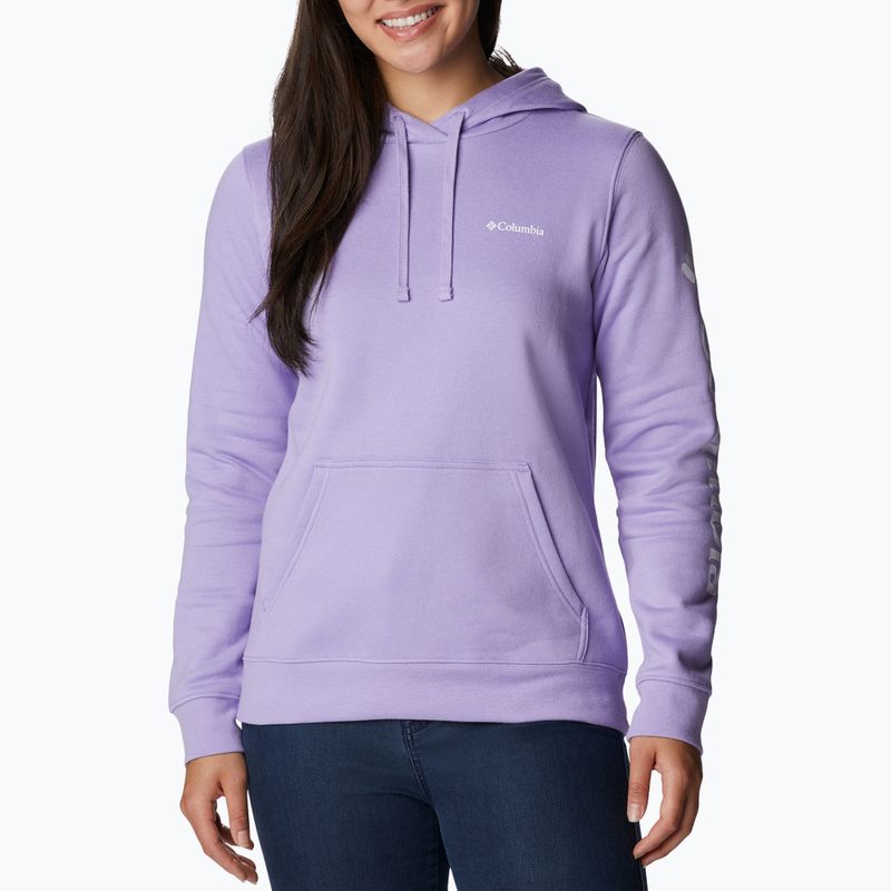 Felpa Columbia Trek Graphic Hooded donna con logo smerigliato viola/bianco per il trekking