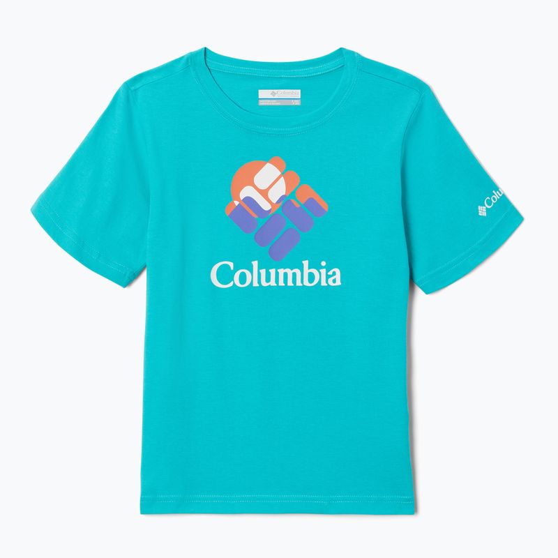 Maglietta da trekking Columbia Valley Creek Graphic per bambini, colore acqua brillante/gemscape graphic