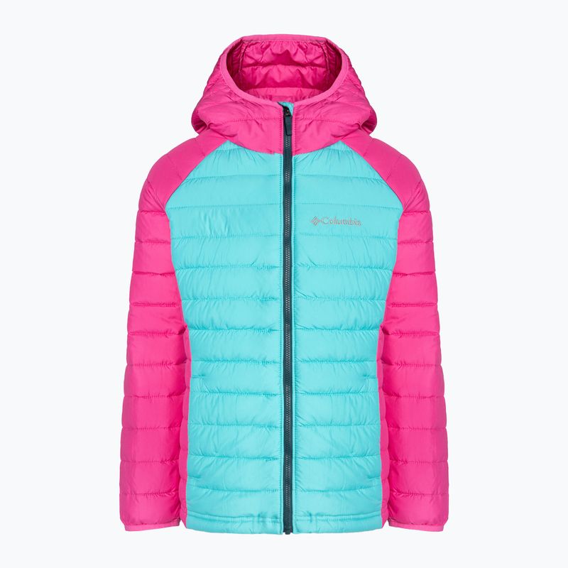 Piumino Columbia Powder Lite da bambino con cappuccio geyser/ghiaccio rosa