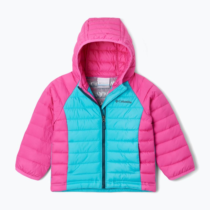 Piumino Columbia Powder Lite da bambino con cappuccio geyser/ghiaccio rosa 5