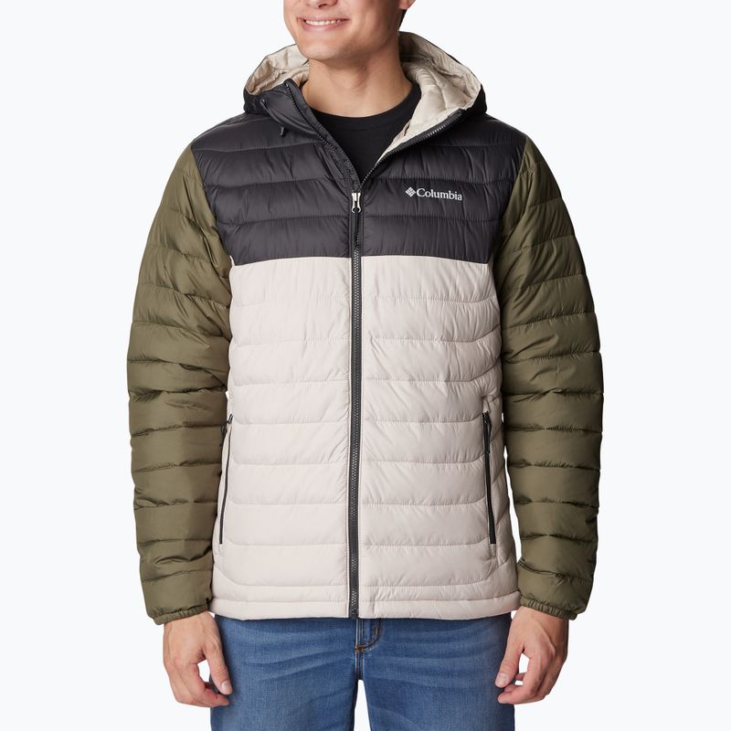Piumino Columbia Powder Lite da uomo con cappuccio verde pietra scuro/squalo/verde pietra 4