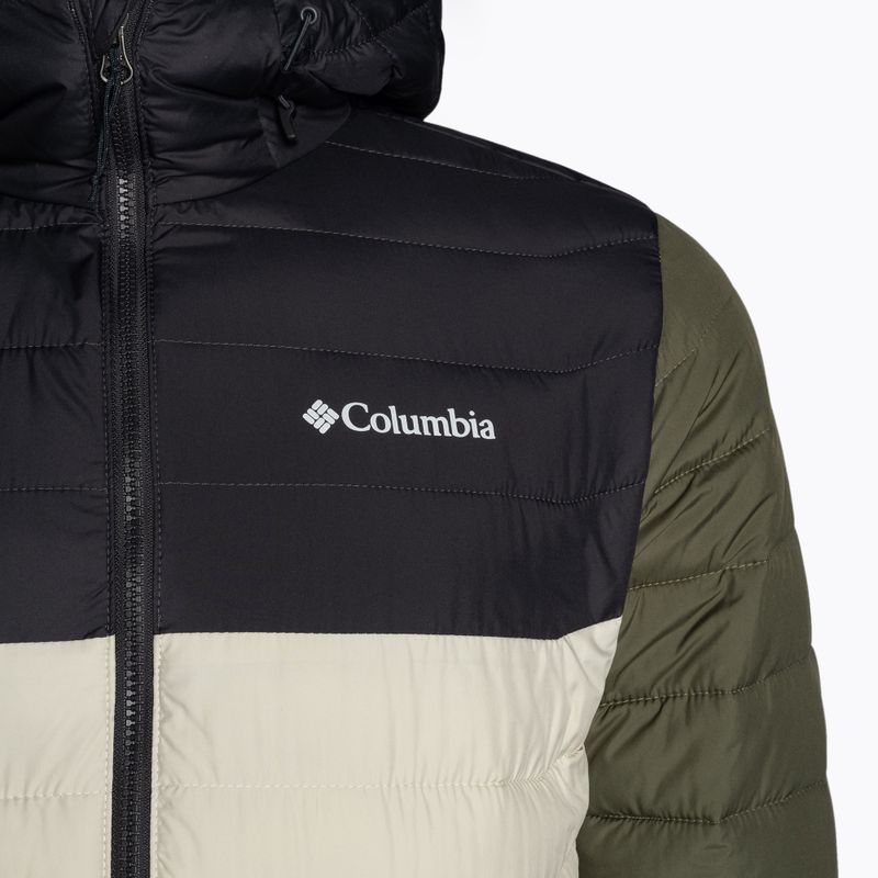 Piumino Columbia Powder Lite da uomo con cappuccio verde pietra scuro/squalo/verde pietra 10