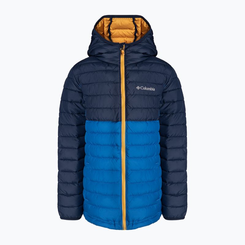 Piumino Columbia Powder Lite da bambino con cappuccio indaco brillante/collegiate navy