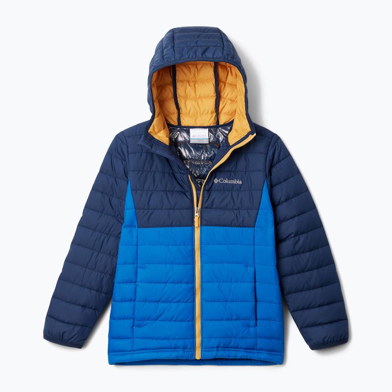 Piumino Columbia Powder Lite da bambino con cappuccio indaco brillante/collegiate navy 5