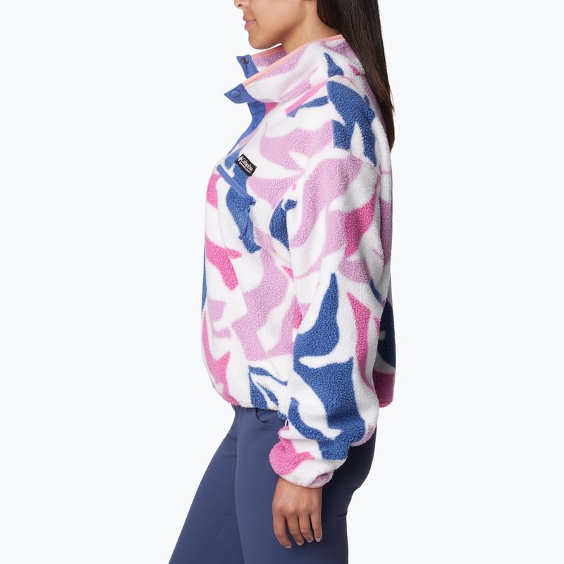 Felpa in pile da donna Columbia Helvetia Cropped 1/2 cosmos floristic print/eve/salmon rose 3