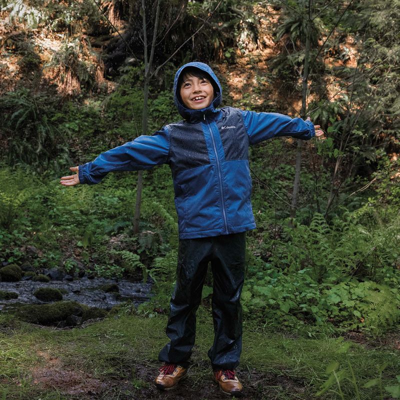 Giacca da pioggia Columbia Rainy Trails II Fleece mountain blue/ collegiate navy slub per bambini 5