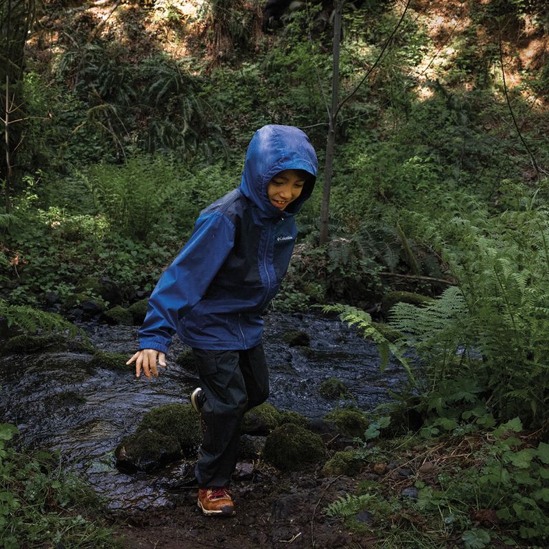 Giacca da pioggia Columbia Rainy Trails II Fleece mountain blue/ collegiate navy slub per bambini 6