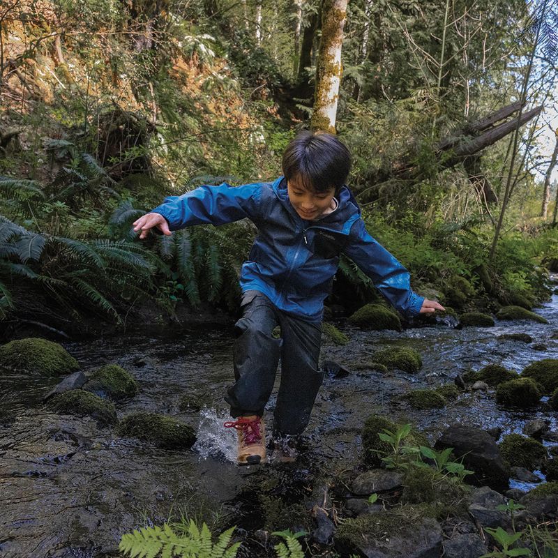 Giacca da pioggia Columbia Rainy Trails II Fleece mountain blue/ collegiate navy slub per bambini 7