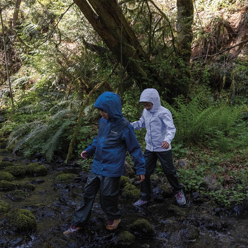 Giacca da pioggia Columbia Rainy Trails II Fleece mountain blue/ collegiate navy slub per bambini 10