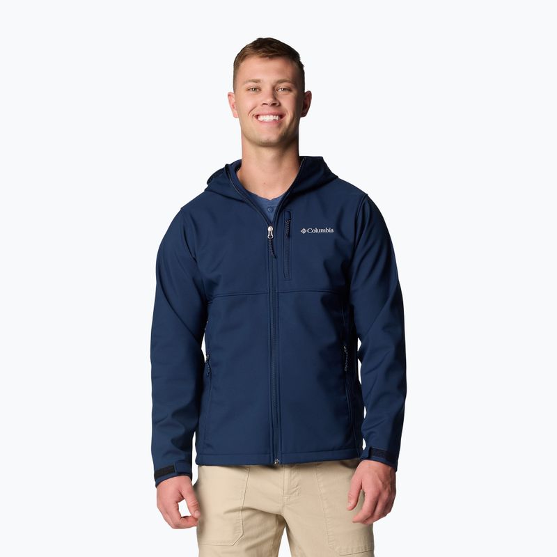 Giacca softshell Columbia Ascender II da uomo con cappuccio, colore blu scuro.