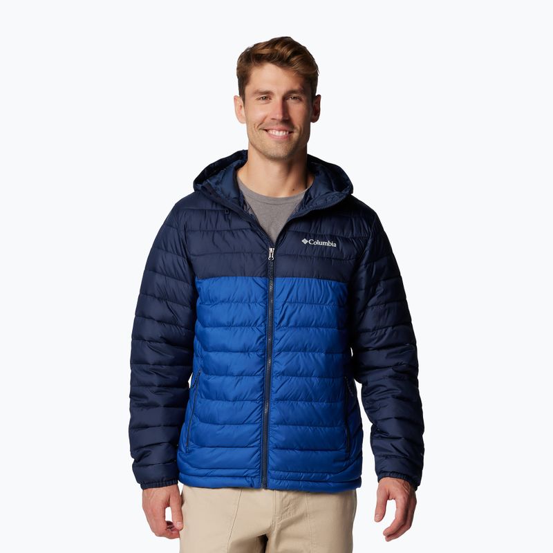 Piumino Columbia Powder Lite II da uomo con cappuccio blu montagna/marino collegiale