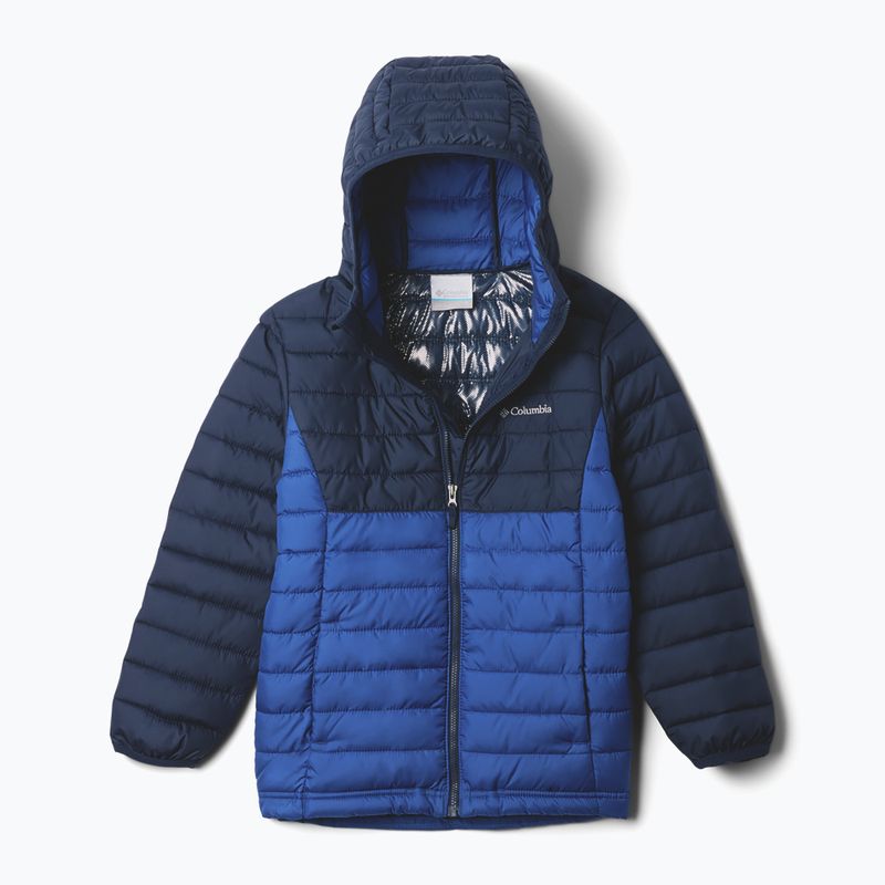 Piumino Columbia Powder Lite II con cappuccio blu montagna/marino collegiale per bambini