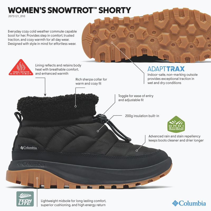Stivaletti da neve da donna Columbia Snowtrot Shorty black/sea salt 8