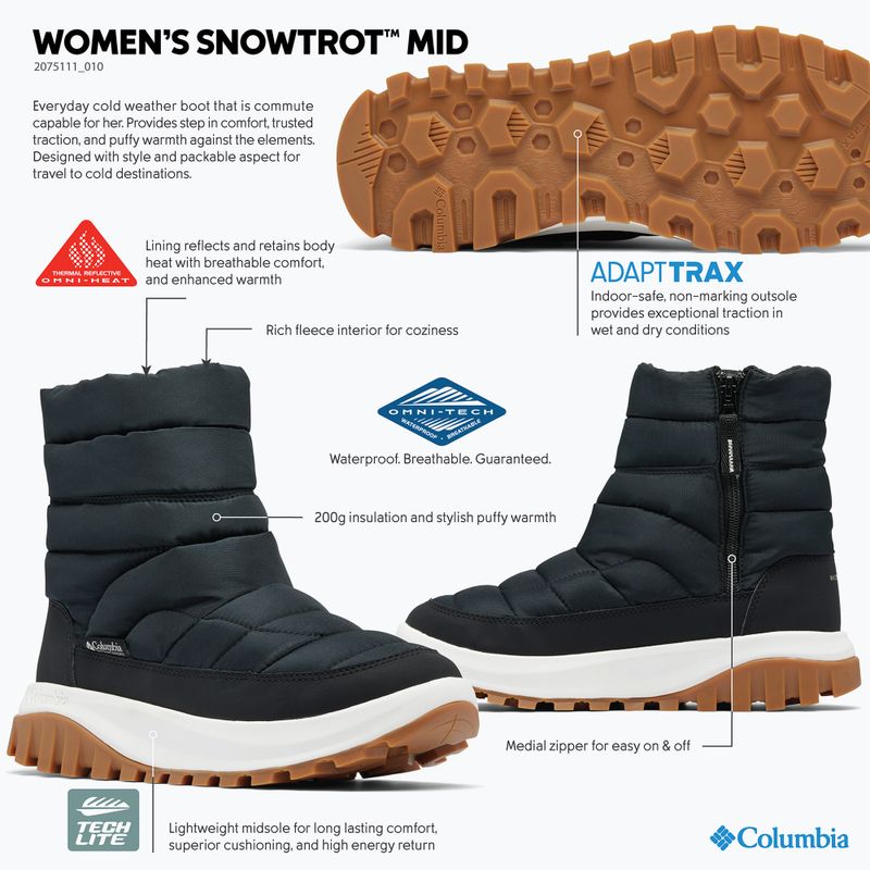 Stivali da neve donna Columbia Snowtrot Mid black/sea salt 10
