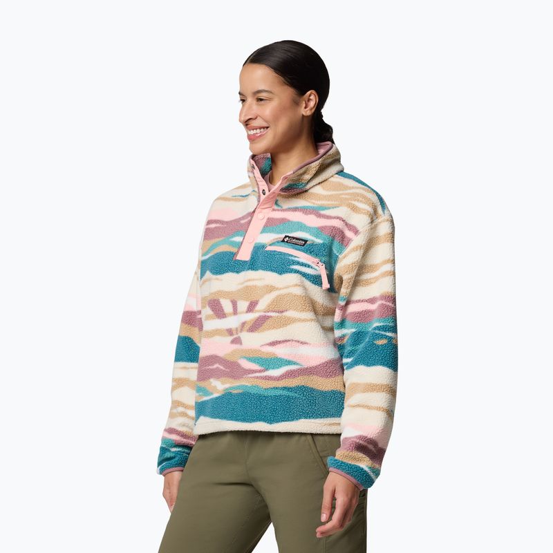 Columbia Helvetia II Printed Cropped Half Snap Felpa in pile da donna River Blue/Rogue Walleye 4